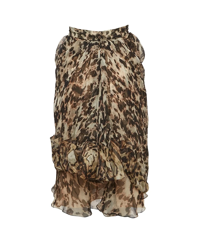 Pre-Owned Givenchy Women's Abstract Print Chiffon Draped Mini Skirt