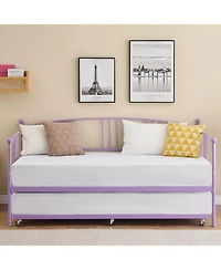 gaomon Twin Metal Daybed with Trundle, 6 Casters