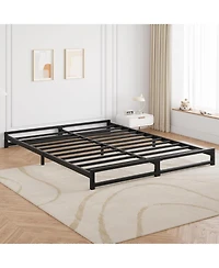 gaomon 6" Queen Metal Platform Bed Frame, Low Profile, Steel Slats