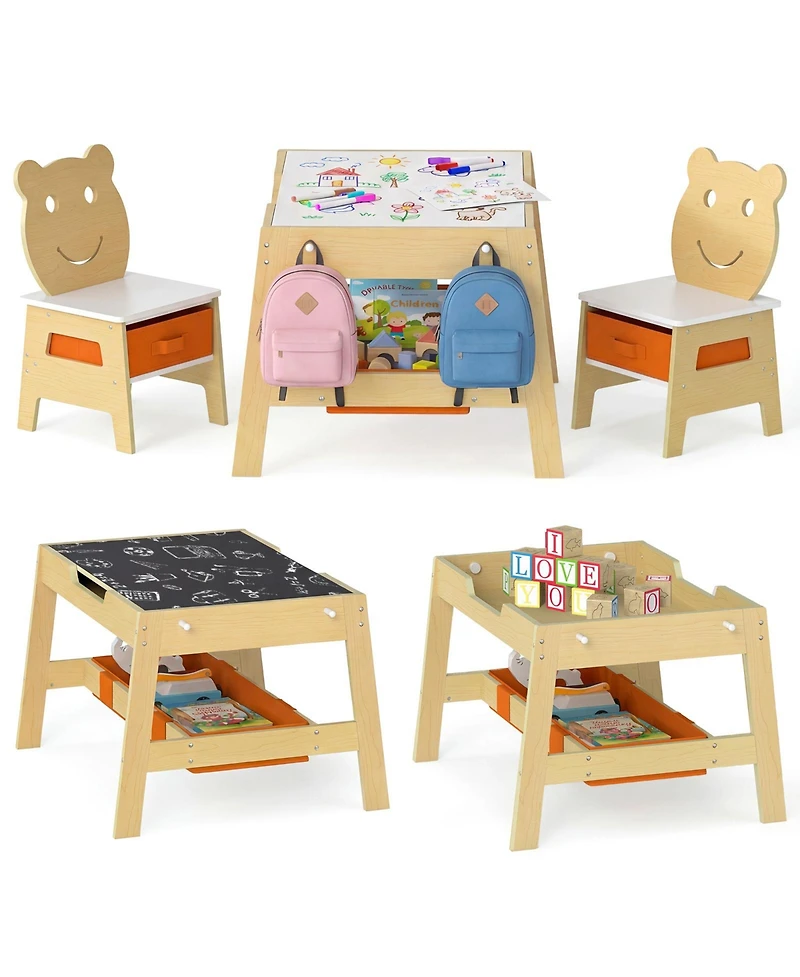 Slickblue 5 1 Toddler Table and Chairs Set with Chalkboard