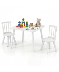 Slickblue 3 Piece Kids Table and Chair Set Solid Pine Wood Furniture