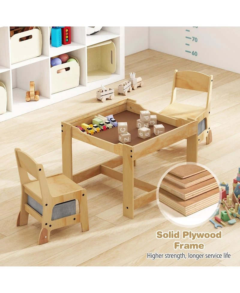 Slickblue 3 in 1 Kids Table and Chair Set with Removable Top and Drawers