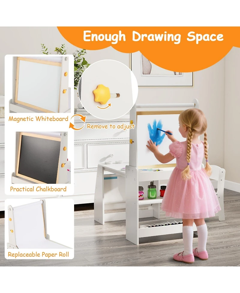 Slickblue Kids Art Station Table and Chair Set with Easel and Study Space