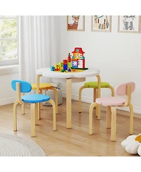 Slickblue Flower Shape Children Play Table Set with Chairs and Stools Wood