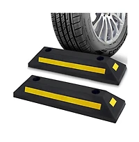 Pyle Set of 2 Heavy-Duty Parking Curb Tire Stops for Cars & Trucks