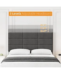gaomon Twin Linen Platform Bed with Headboard, 700 lb Support
