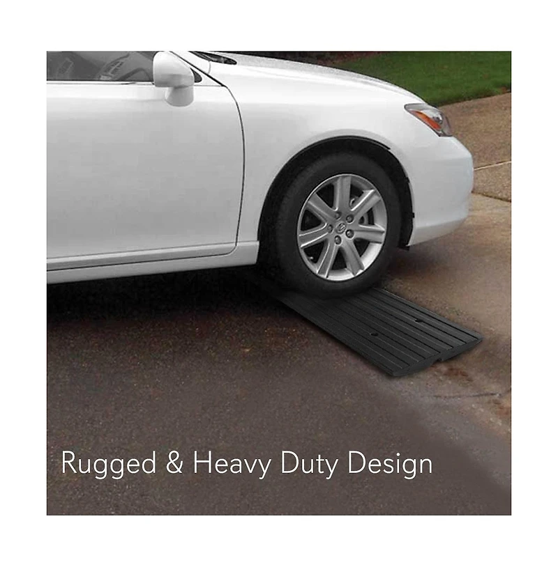Pyle Driveway Threshold Car Curb Ramps, 3-Piece Set