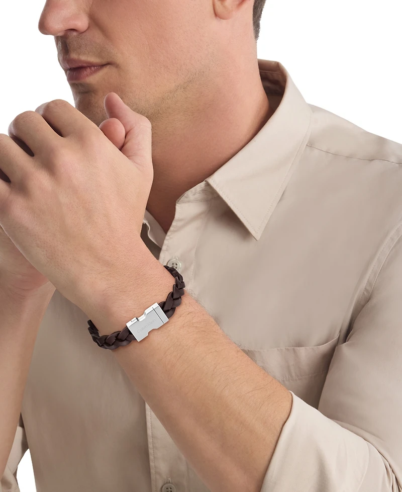 Calvin Klein Men's Leather Industrial Hardware Bracelet