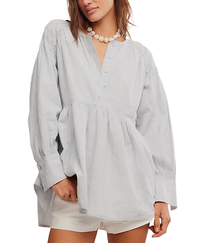 Free People Women's Alana Long-Sleeve Front Button Tunic Top
