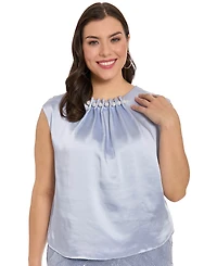 Muse Plus Tucked Beaded Crew Neck Top