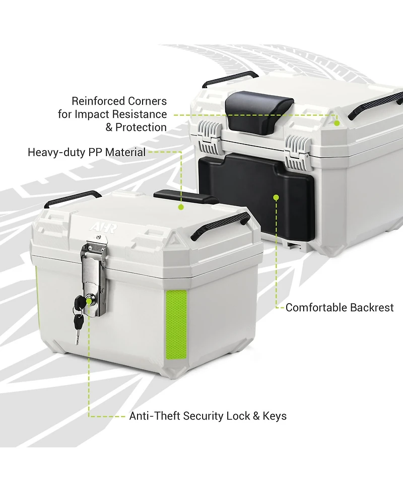 Yescom Ahr 36L Motorcycle Top Case Tour Tail Box Scooter Trunk Storage Backrest