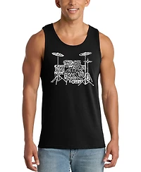 La Pop Art Men's Drum Set Word Graphic Tank Top