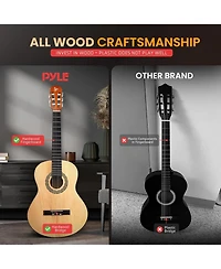 Pyle 1/4 Size Beginner Acoustic Guitar Kit – 30" All-Wood Junior Acoustic Guitar for Kids & Adults, Lightweight Student Instrument