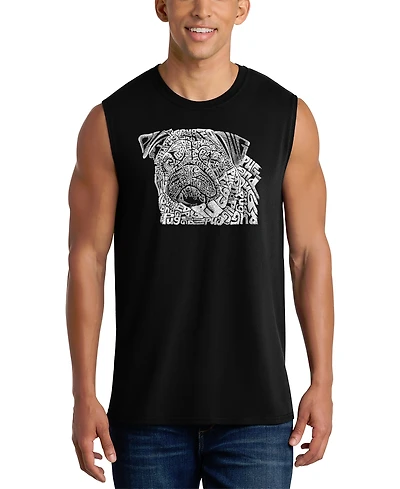La Pop Art Men's Dog Face Typography Word Graphic Tank Top