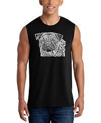 La Pop Art Men's Dog Face Typography Word Graphic Tank Top