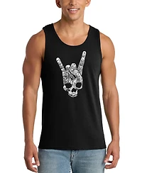 La Pop Art Men's Rock Skull Hand Gesture Word Graphic Tank Top