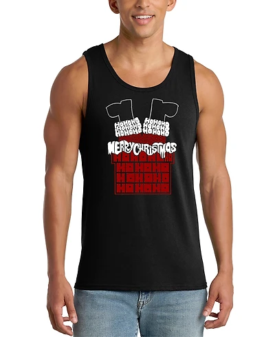 La Pop Art Men's Santa Claus Down The Chimney Graphic Tank Top