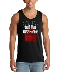 La Pop Art Men's Santa Claus Down The Chimney Graphic Tank Top