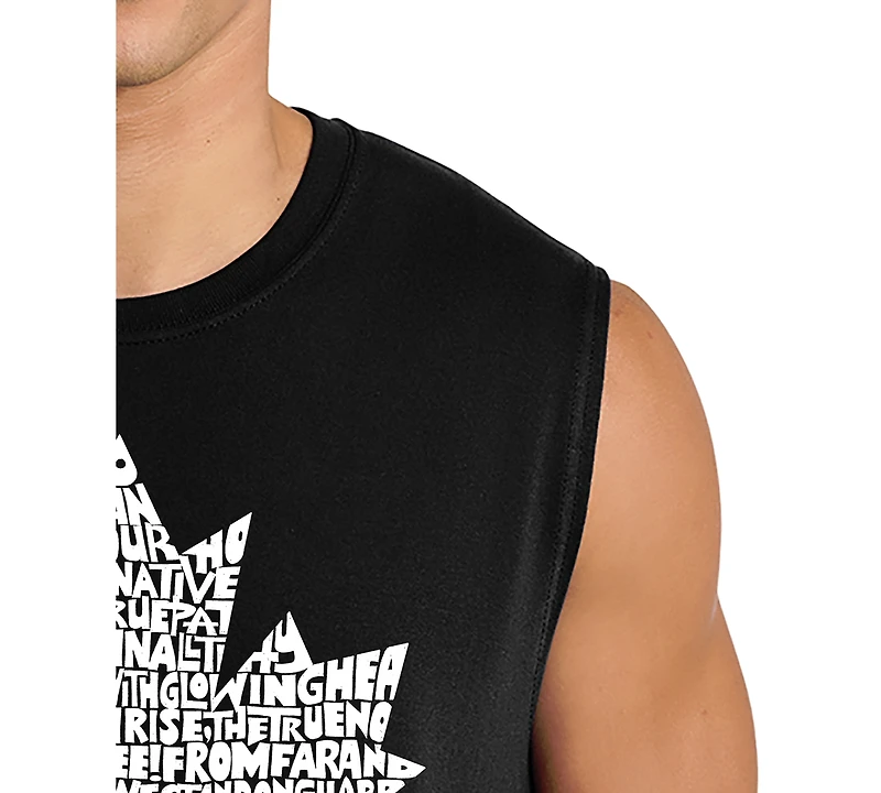 La Pop Art Men's Canada Maple Leaf Typography Graphic Tank Top