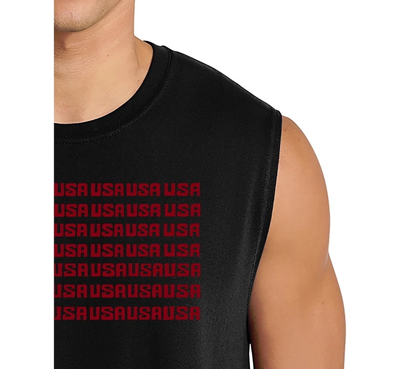 La Pop Art Men's Usa Flag Typography Patriotic Graphic Tank Top