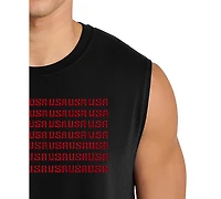 La Pop Art Men's Usa Flag Typography Patriotic Graphic Tank Top
