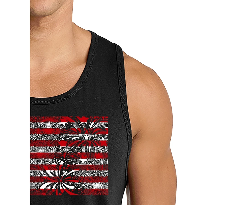 La Pop Art Men's Usa Flag Patriotic Motivational Typography Graphic Tank Top