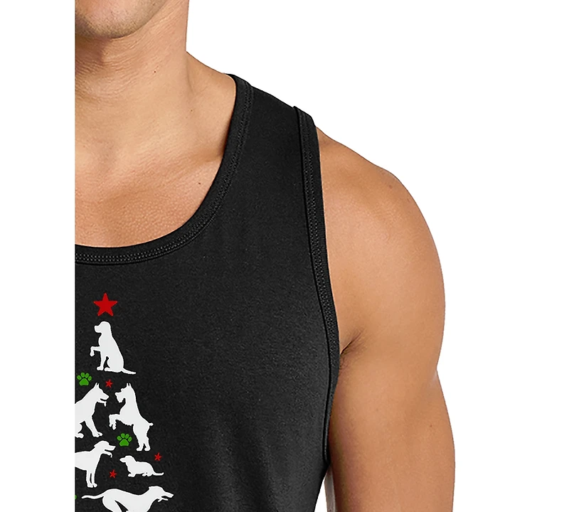 La Pop Art Men's Santa Claus Christmas Tree Word Graphic Tank Top