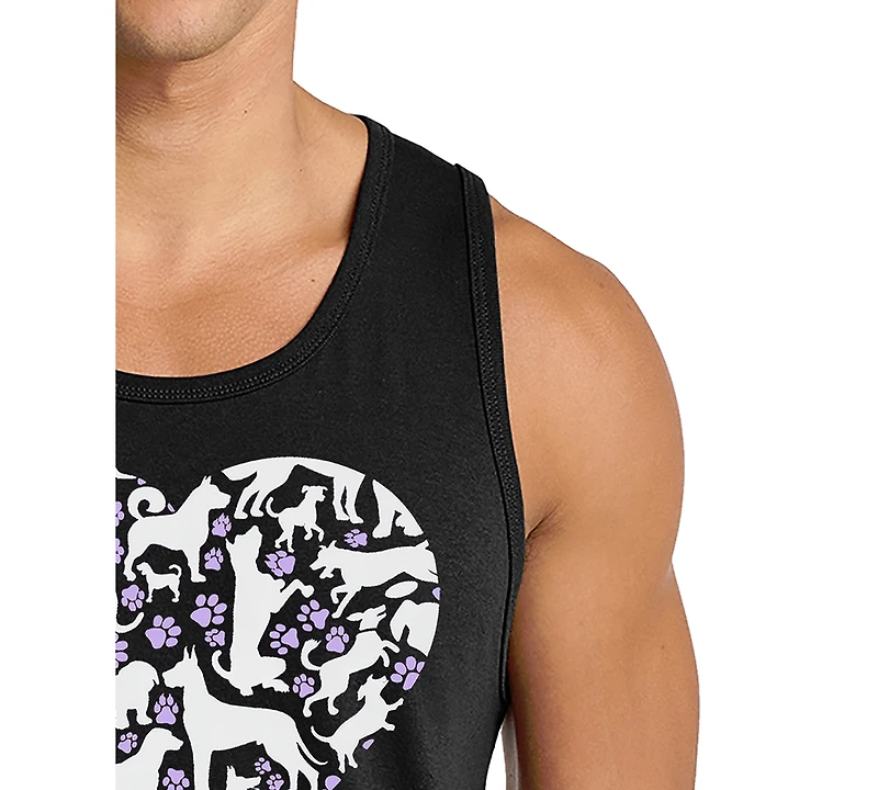 La Pop Art Men's Penguin Heart Word Graphic Tank Top