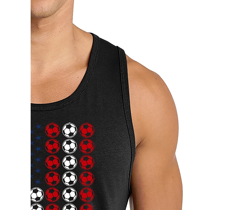 La Pop Art Men's Soccer Ball American Flag Graphic Tank Top