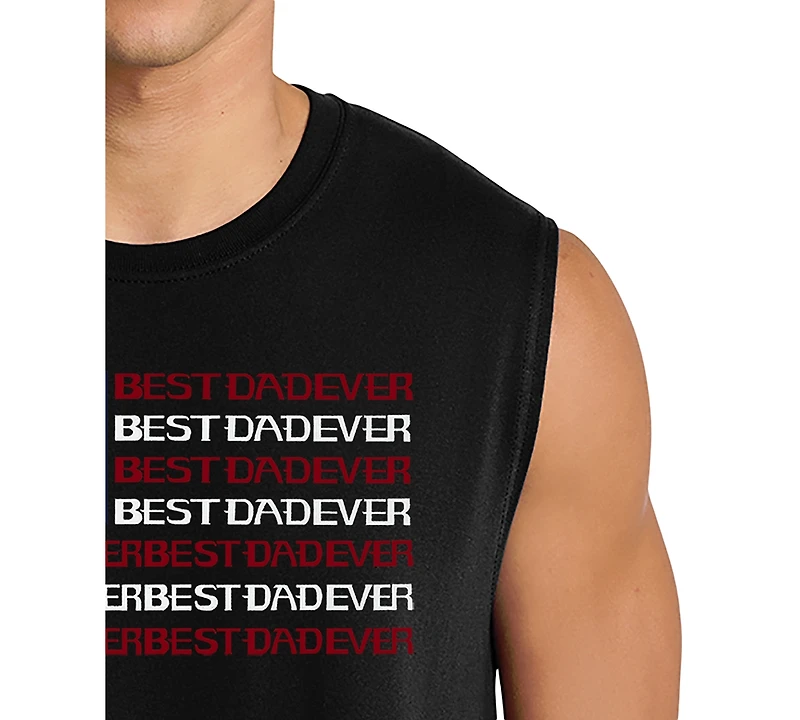 La Pop Art Men's Best Dad Ever American Flag Typography Graphic Tank Top