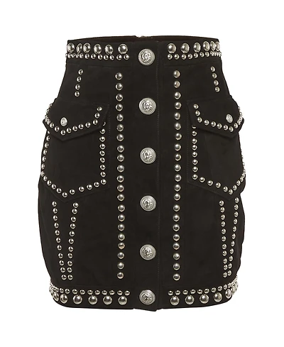 Pre-Owned Balmain Women's Studded Suede Mini Skirt