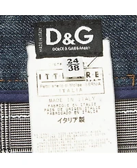 Pre-Owned Dolce and Gabbana Women's Plaid Denim Lace Detail Wrap Skirt