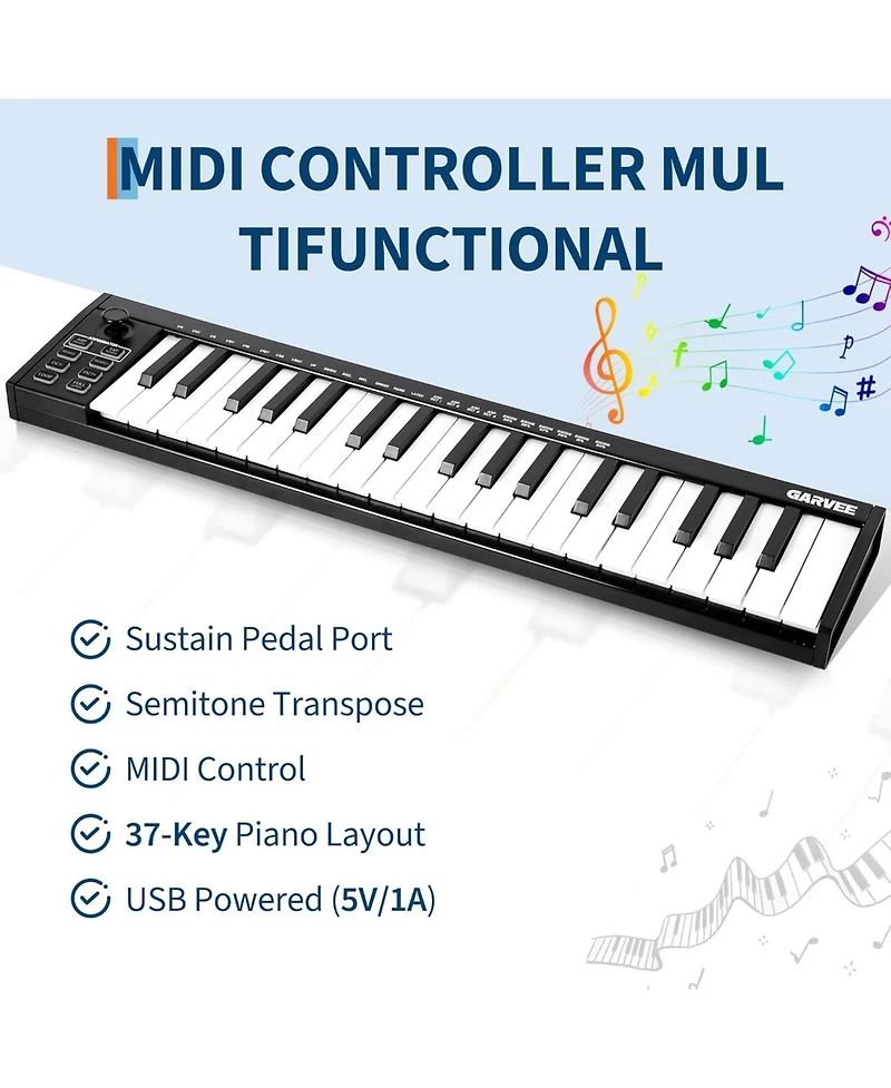 gaomon 37-Key Usb Midi Controller Keyboard
