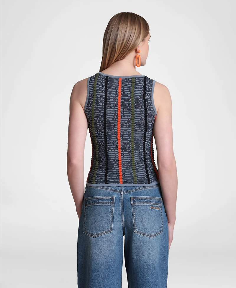 Avec Les Filles Women's Novel Stitch Stripe Tank Top