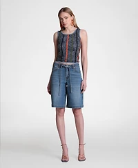 Avec Les Filles Women's Novel Stitch Stripe Tank Top