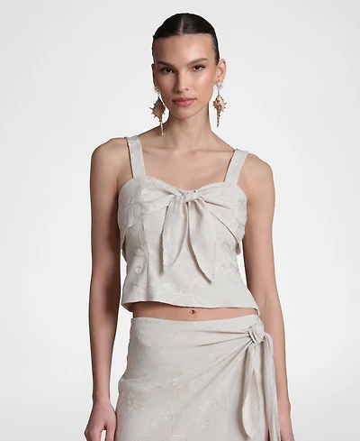 Avec Les Filles Women's Viscose-Blend Tie Front Top