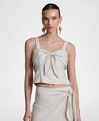 Avec Les Filles Women's Viscose-Blend Tie Front Top
