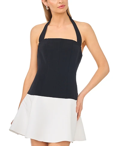 Parker Women's Square Neck Halter Combo Mini Dress