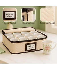 Florida Brands Quilted Microfiber China Organizer Box with Dividers - Protects & Organizes Up to 12 Pieces