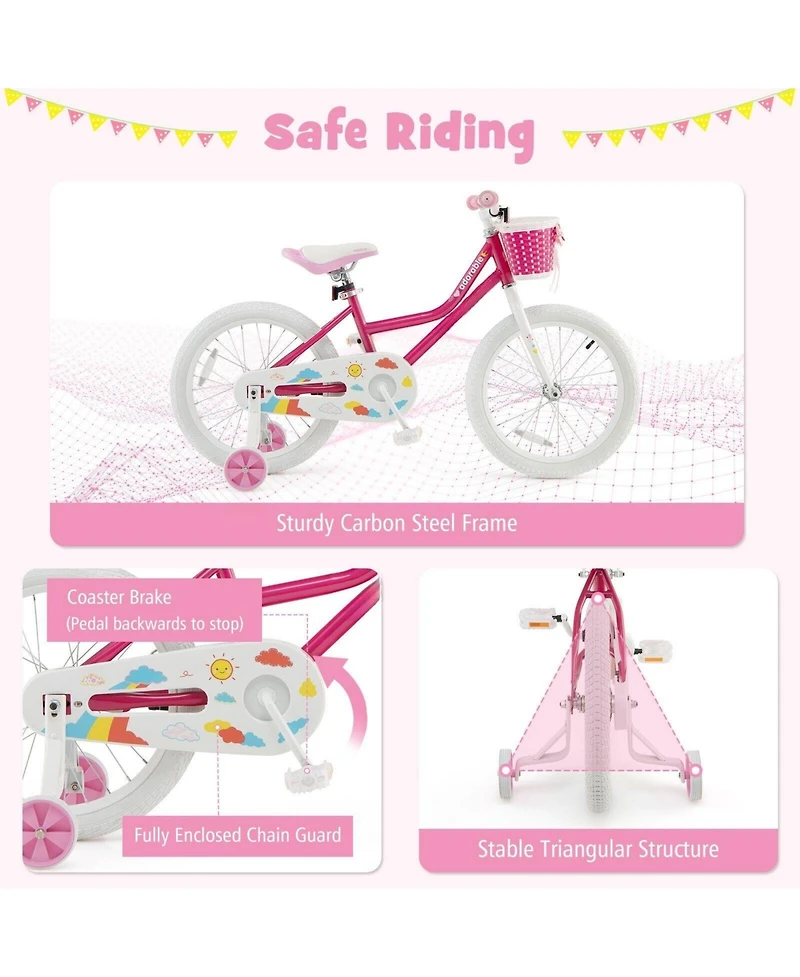 Kids Bicycle 18 Inch Toddler and Kids Bike with Training Wheels for 6-8