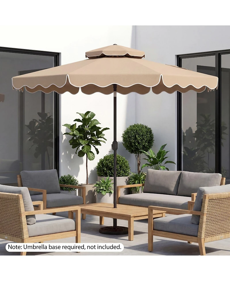 Gymax Patio Umbrella With Push Button Tilt and Crank 2-Tier Vented Top 8 Metal Ribs