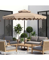 Gymax Patio Umbrella With Push Button Tilt and Crank 2-Tier Vented Top 8 Metal Ribs