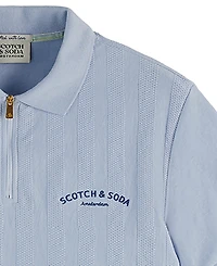 Scotch & Soda Men's Popcorn Textured Quarter-Zip Short-Sleeve Polo Shirt