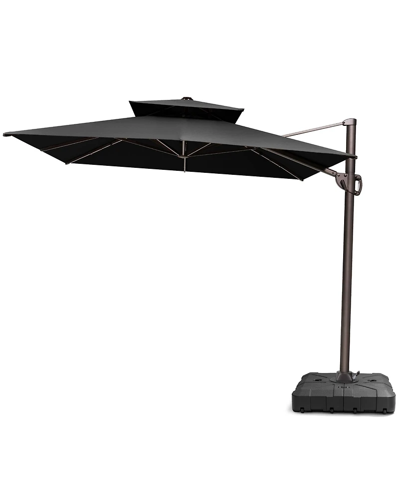 Pellebant Outdoor Patio Double Top 9x11FT Square Aluminum Cantilever Umbrella with Wheel Base