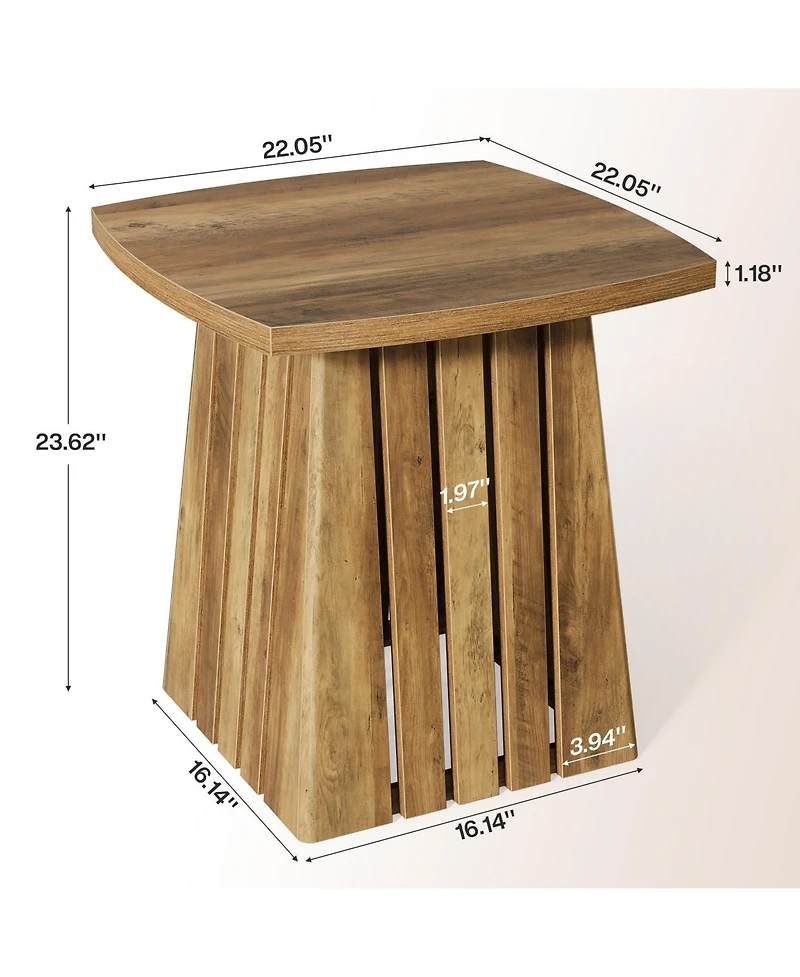 Slickblue Modern Square End Table with Stylish Column Base Design