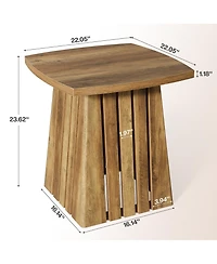Slickblue Modern Square End Table with Stylish Column Base Design