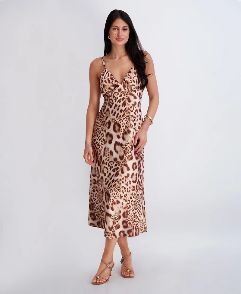 Siena Women's Animal Print Satin Midi Dress