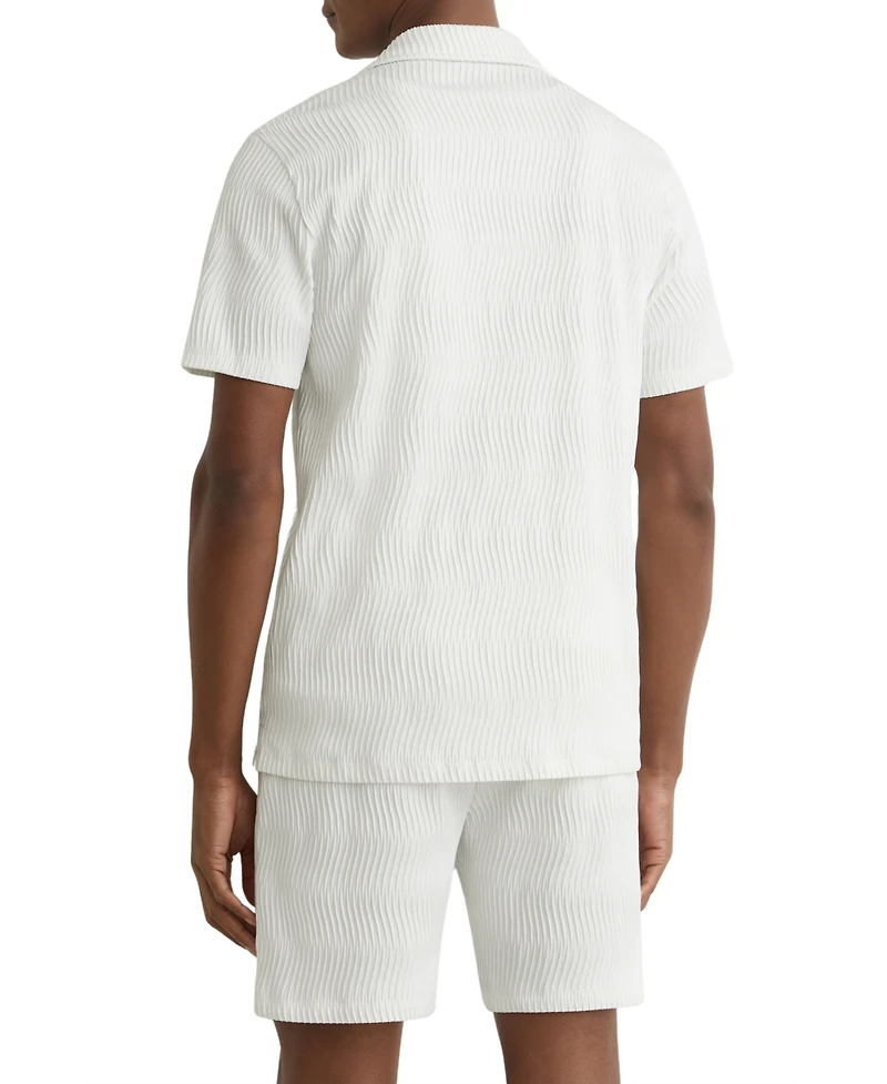 Reiss Men's Aleo Textured-Wave Cuban-Collar Shirt