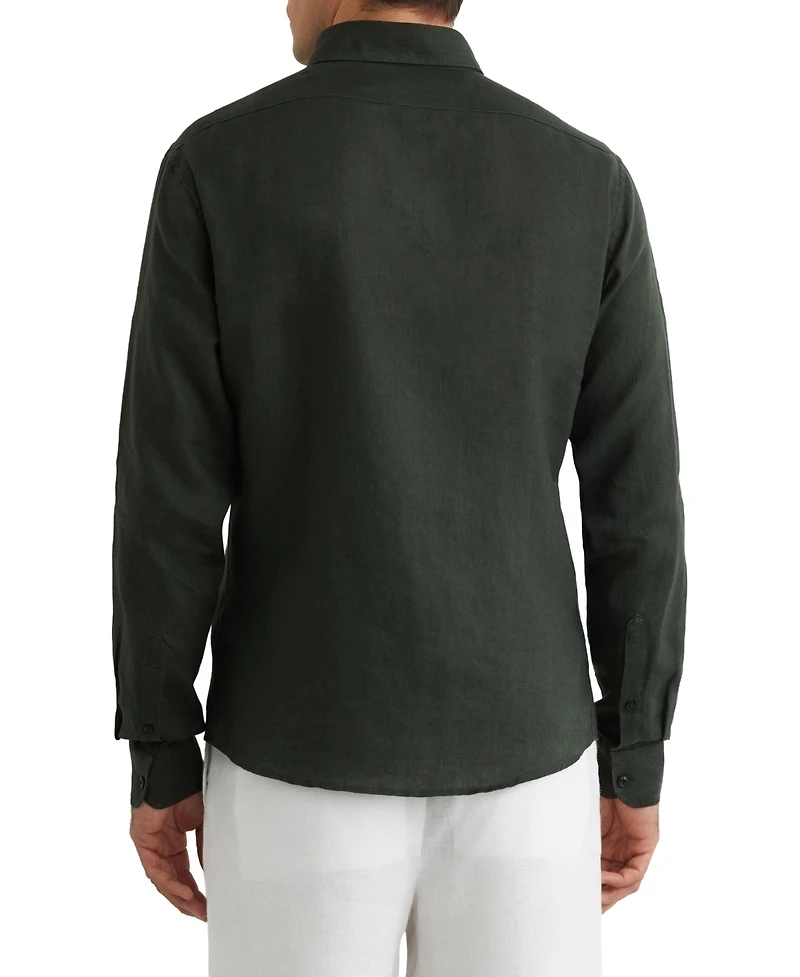 Reiss Men's Queens Linen Regular-Fit Button-Down Shirt