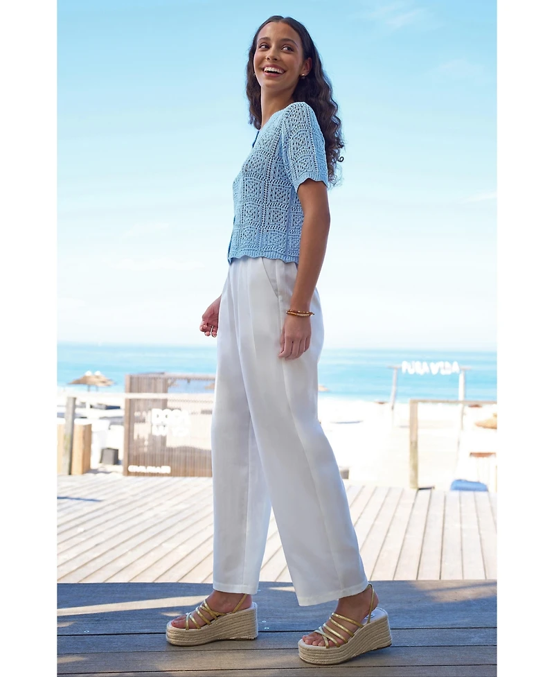 Yumi Women's Crochet Short Sleeve Cardigan